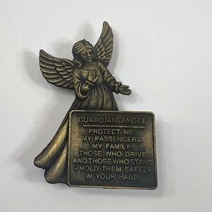 Vintage Guardian Angel Car Auto Visor Clips Brass J.S.N.Y.